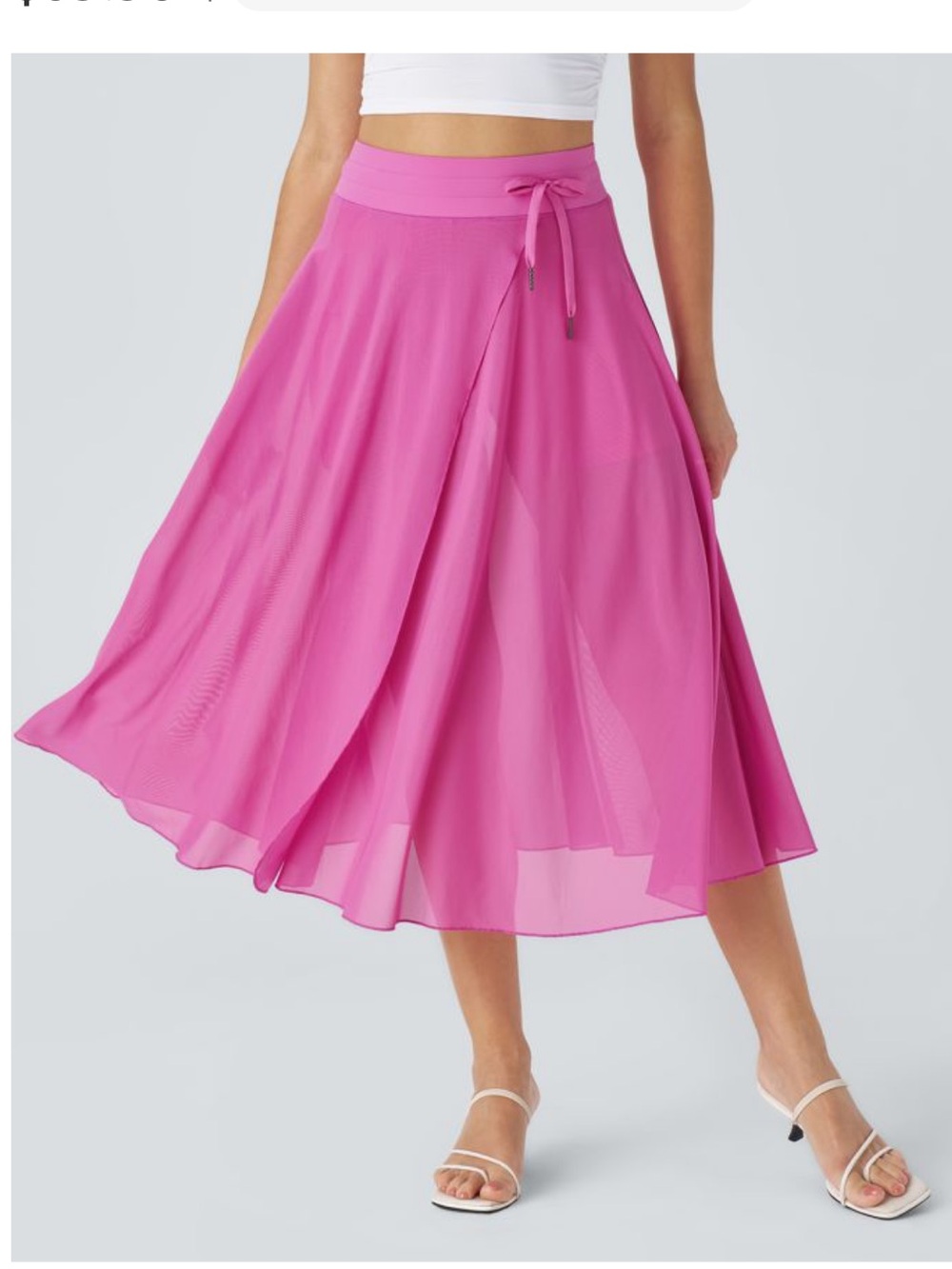 HALARA - High Waisted Mesh Midi Skirt Pink